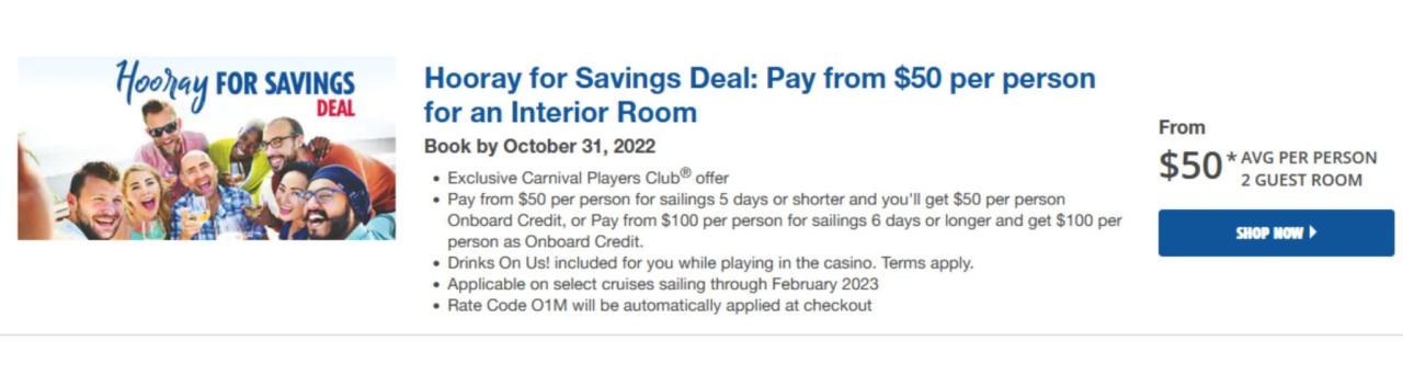 Carnival sets incentives for group bookings