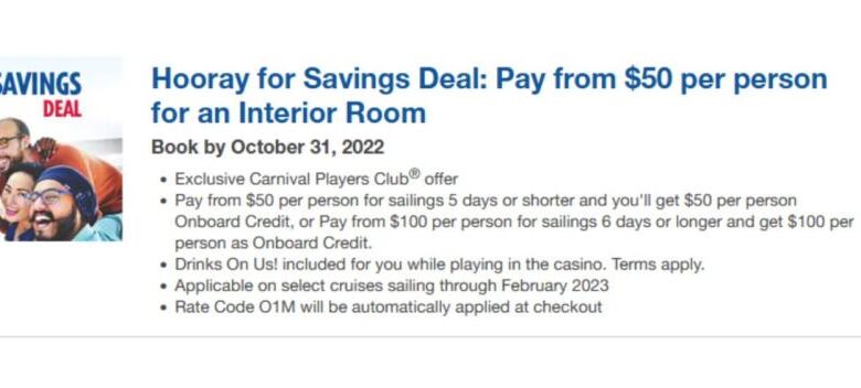 Carnival sets incentives for group bookings