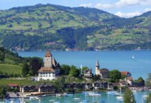 Interlaken lakes switzerland town