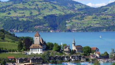 Interlaken lakes switzerland town