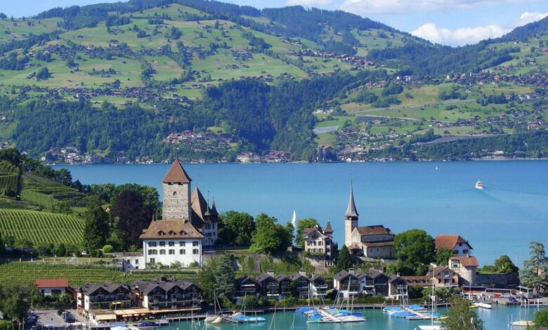 Interlaken lakes switzerland town