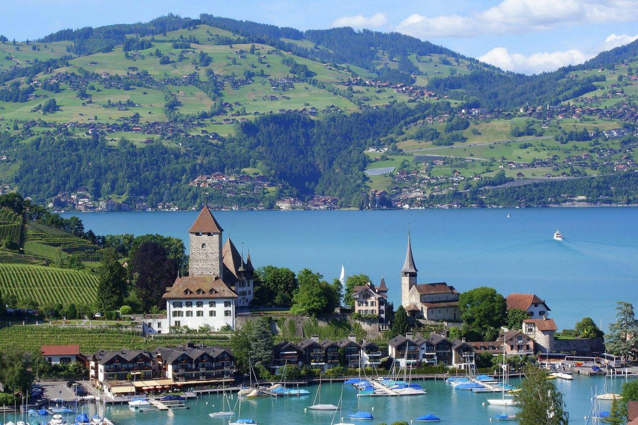 Interlaken lakes switzerland town