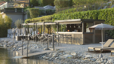 Beach bar debuts at filario hotel on lake como