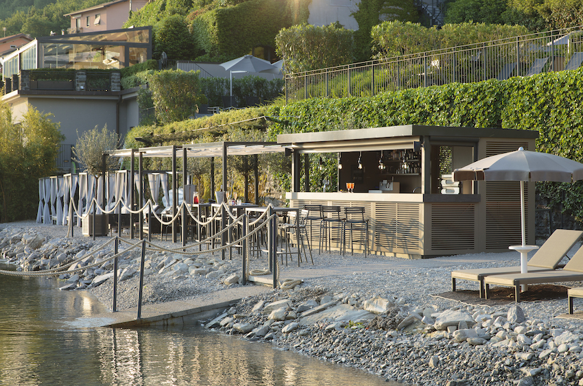 Beach bar debuts at filario hotel on lake como