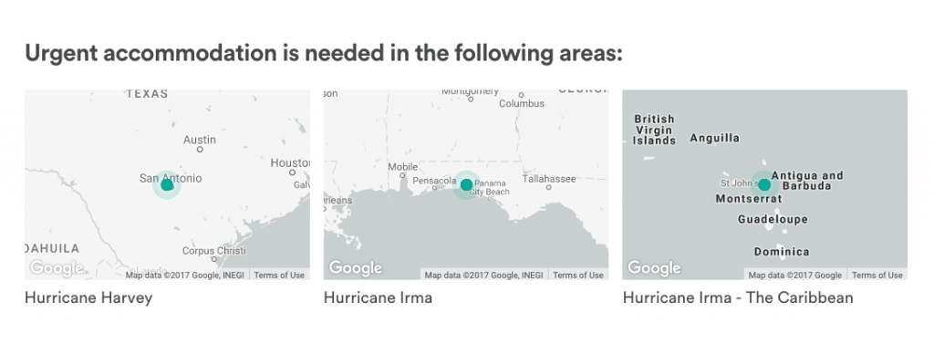 Airbnb disaster response rental vacation industry clicks affected onto once area user they