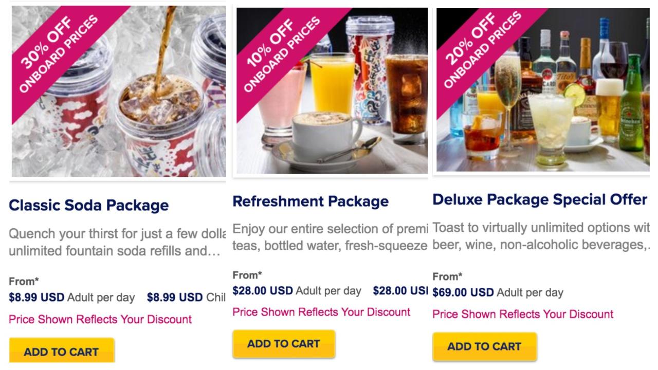 Carnival raises price of beverage package