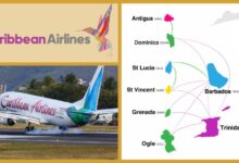 Caribbean airlines map routes trinidad sailing flight route travel international information escape sabbatical planning