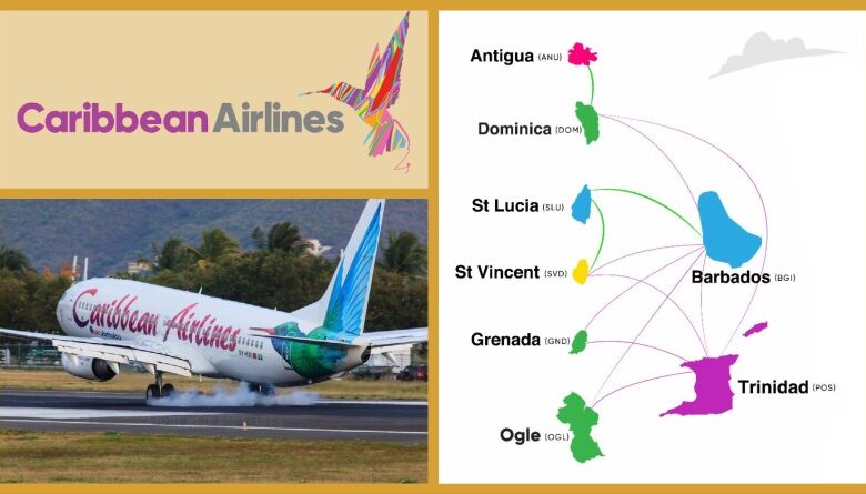 Caribbean airlines map routes trinidad sailing flight route travel international information escape sabbatical planning