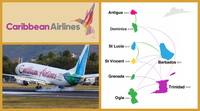 Caribbean airlines map routes trinidad sailing flight route travel international information escape sabbatical planning