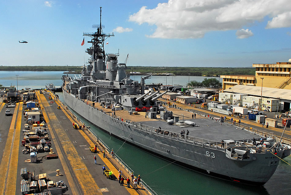 Battleship missouri leaves dry dock