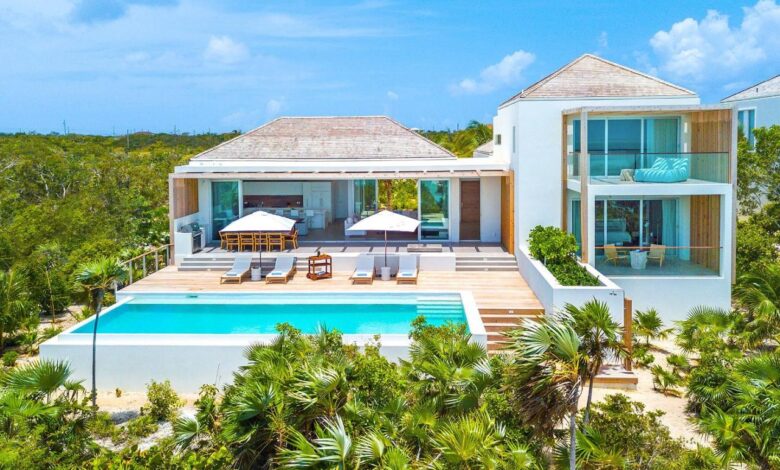 Turks caicos enclave caribbean beachfront palms oceanfront