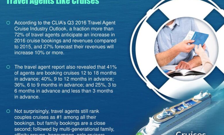 Agents cruise bookings trending upward