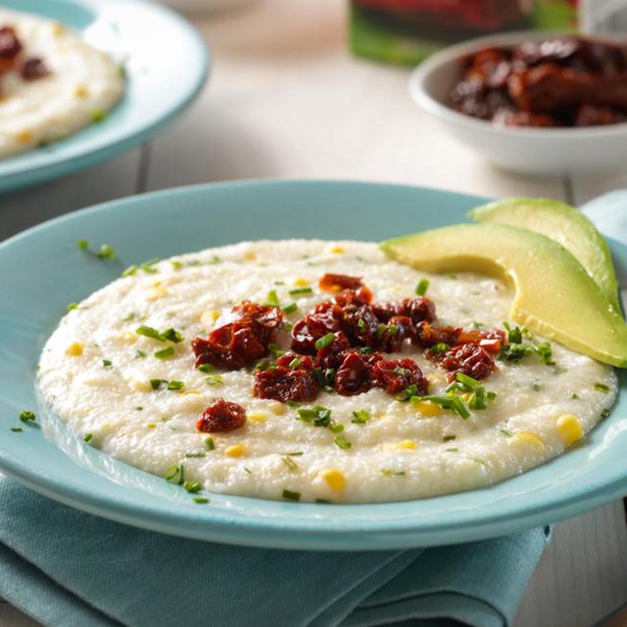 Breakfast grits and a table for lunch