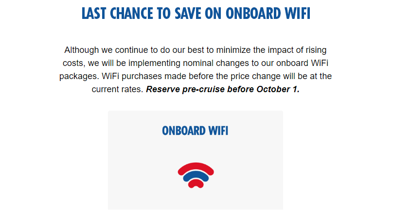 Carnival raises rates internet and gratuities