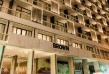 Brown hotels entering athens