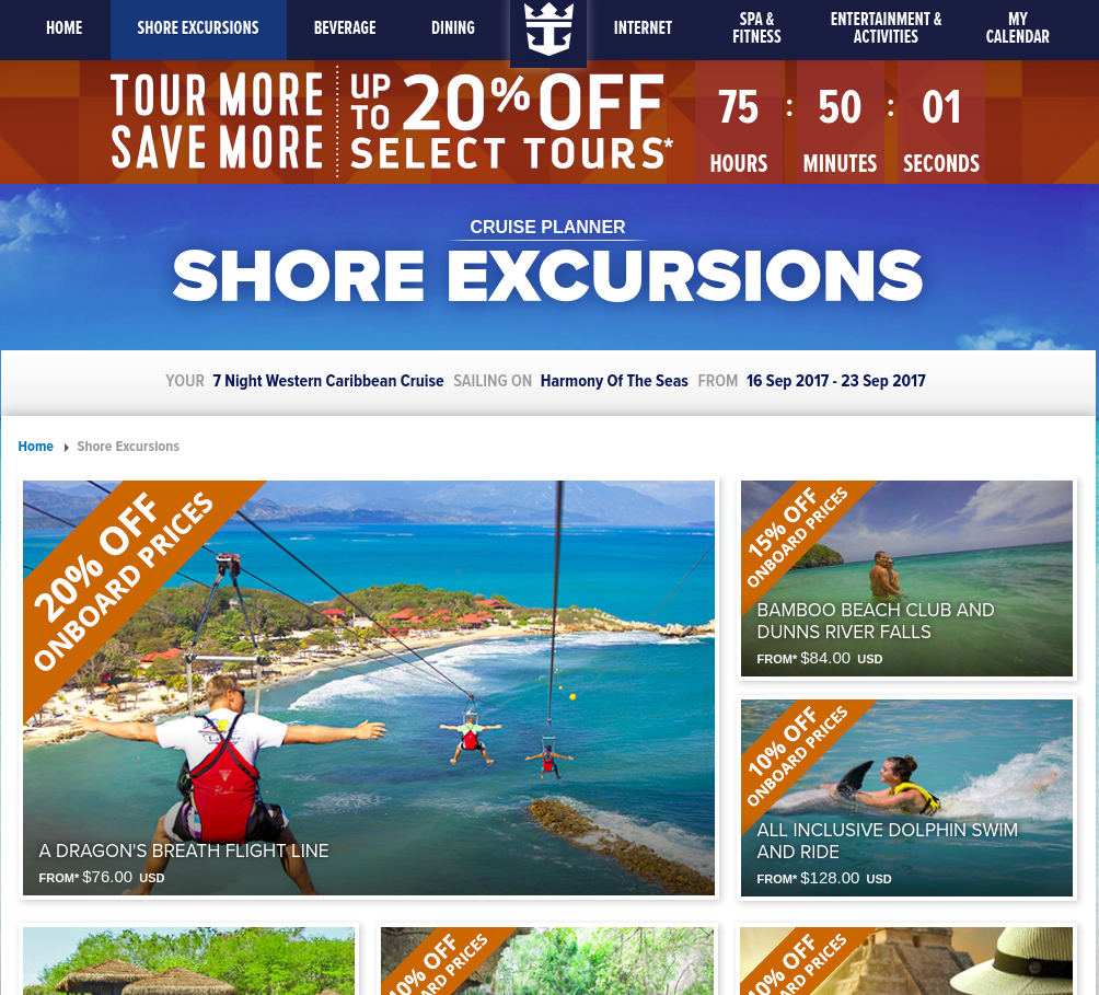 Carnival enables pax to book shore excursions via web site