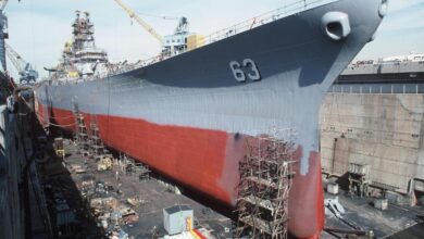 Battleship missouri leaves dry dock