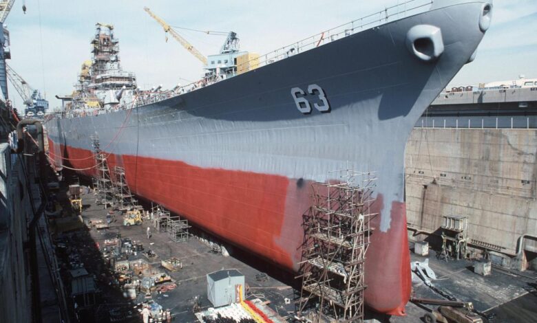 Battleship missouri leaves dry dock