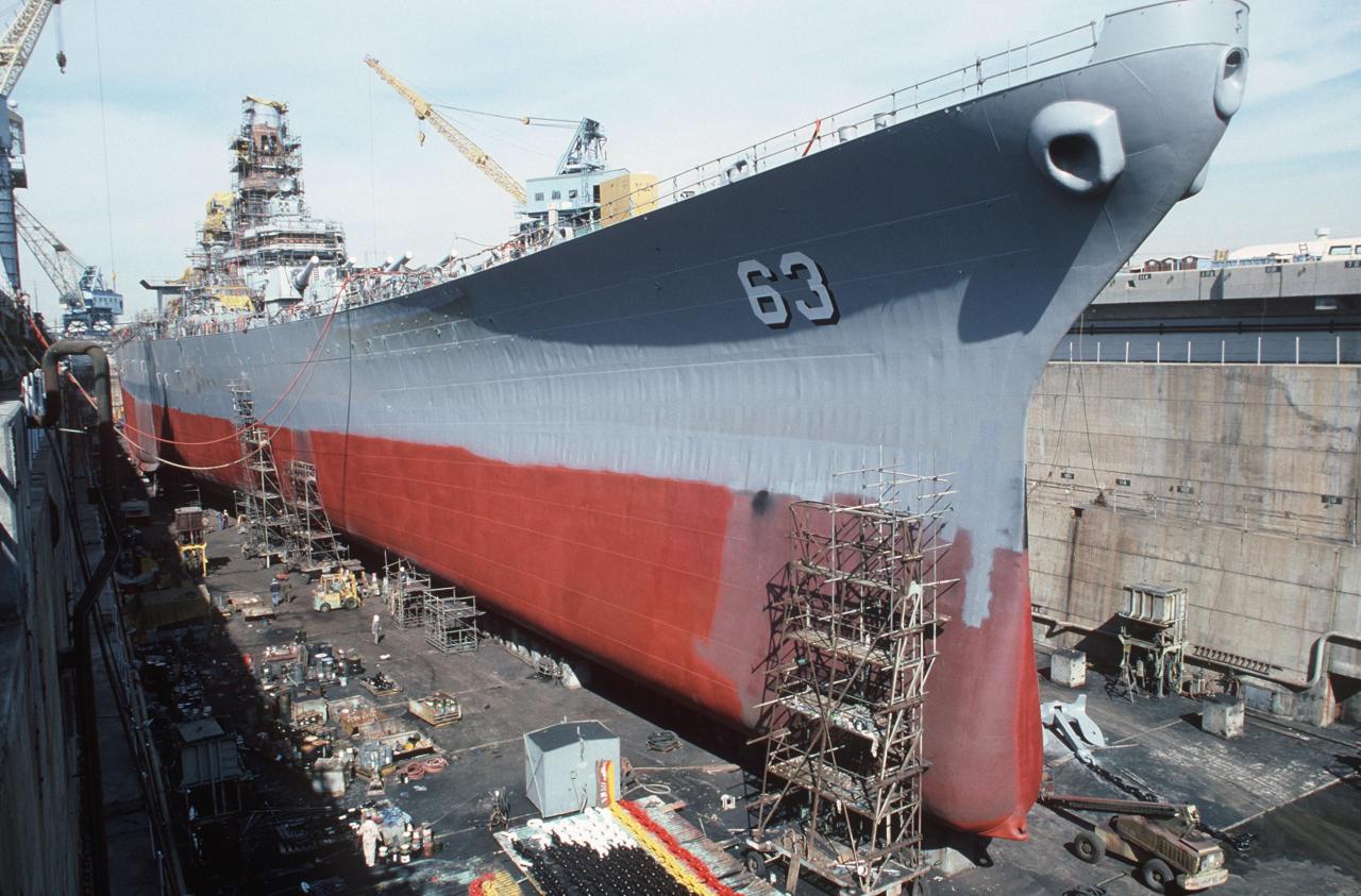 Battleship missouri leaves dry dock