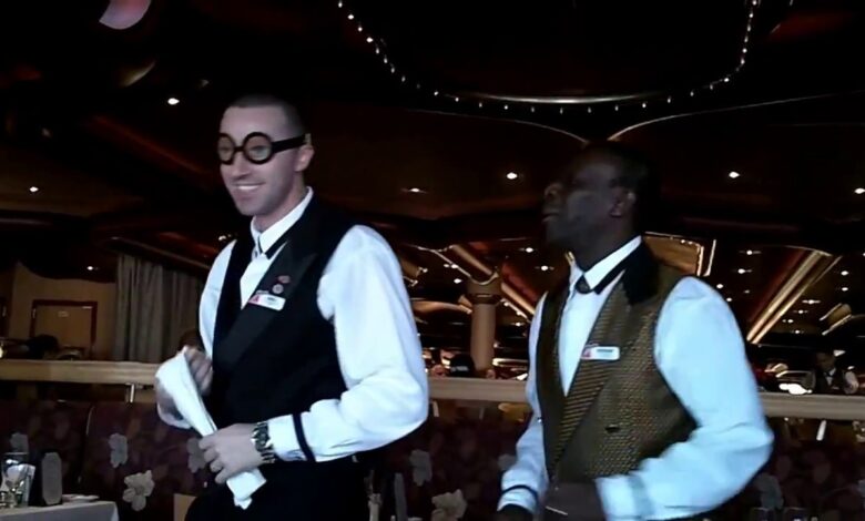 Carnival chief also works as waiter purser on pbs show