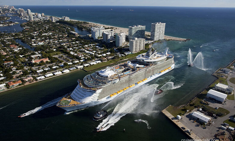 Port everglades seas allure lauderdale ft arrives entrance morning grand into made her first