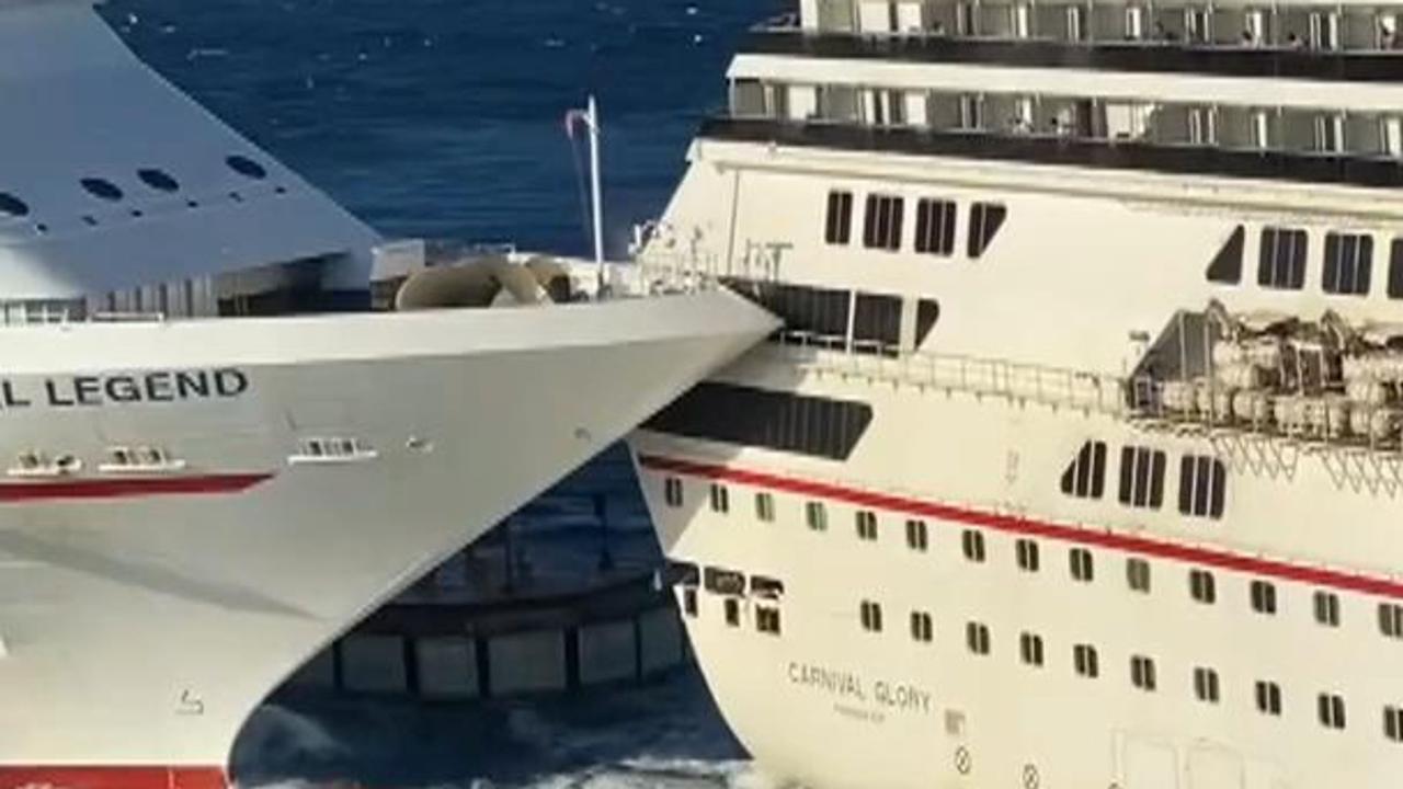 Glory cozumel legend footage jarring cruise collide ships collided least minor injuries docking