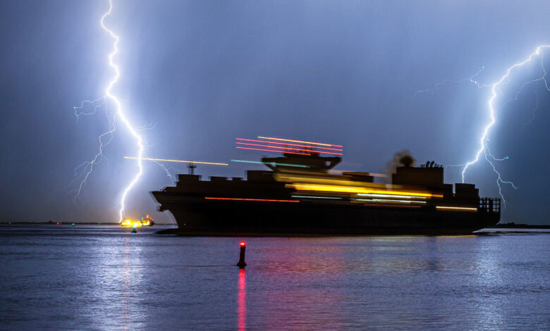 Cruise ship inside storm during